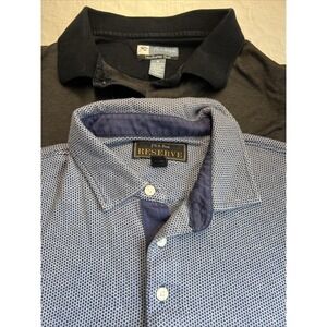 Jos A Bank Polo‎ Shirt Mens Med Leadbetter Golf Check Stripe Sleeve Lot of 2